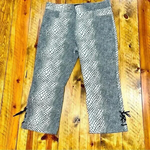 Mesmerize Sparkle Snake print cropped pant with lace up ankle